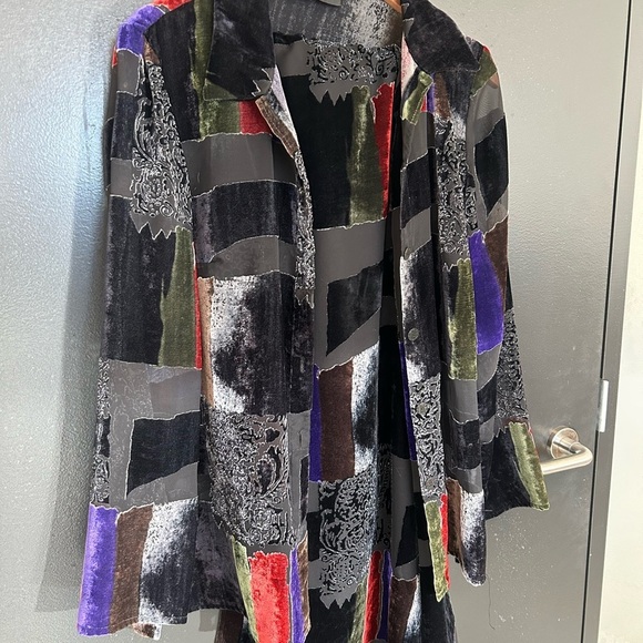 Lana Lee 2 piece shirt/skirt size 10 in excellent condition sheer/velour effect - Picture 6 of 12